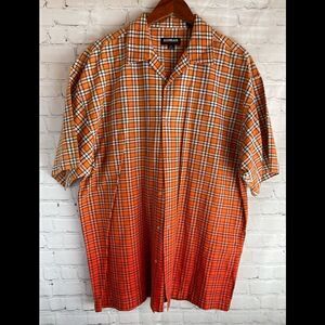Koman
Two tone Orange Short sleeve shirt Clear buttons XL